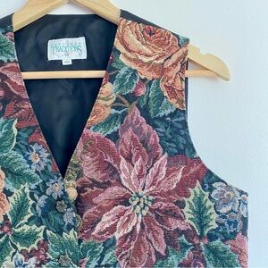Vintage Colorful Floral Christmas Winter Tapestry Vest